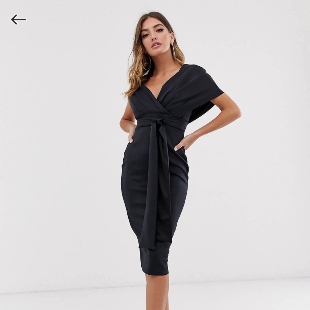 ASOS Design fallen shoulder midi pencil dress